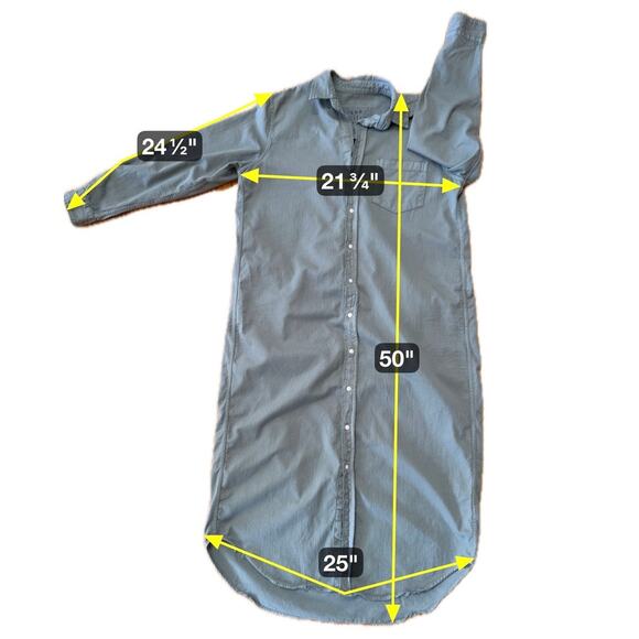 Frank & Eileen Thyme Green Rory Button Cotton Distressed L Maxi Dress MSRP $398 - Picture 9 of 9